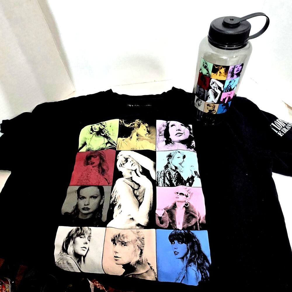 Taylor Swift The Eras Tour Lot Concert Water Bottle BPA Free & Tee Medium #965
